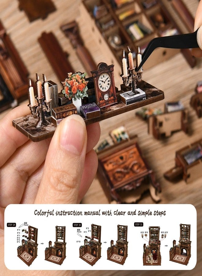 Sagiterra Book Nook Kit，DIY Miniature Dollhouse Kit for Adults and Teens，3D Wooden Tiny House for Family and Friends，Bookshelf Decor in Halloween/Christmas（Book Store） (Twilight Library) - Image 4
